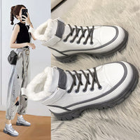 Thickened Warm Cotton Shoes Women Leather Waterproof And Cashmere Martin Boots