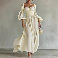 Puff Sleeves Ruched Waist Gothic Dress