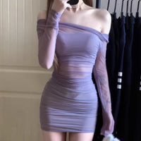 Elegant Long-sleeved Off-shoulder Dress For Women