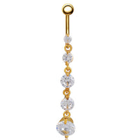Crystal Button Ring Heart Belly Piercing