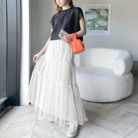 Womens Flowing Gauze Skirt With A-line Patchwork Design