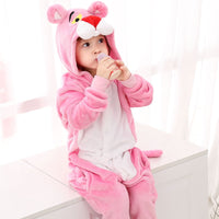 Children's Animal Flannel One-piece Pajamas Long Sleeves