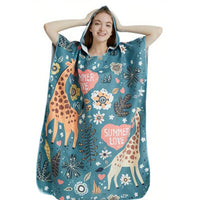 Cross-border Hot Selling Floral Hooded Laundry Quick-drying Towel Cloak Bathrobe Beach Towel Bathtub Pool Shawl Wholesale