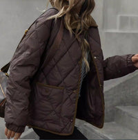 Dark Brown Vintage High-End Multi-Functional Warm Cotton Coat With Long Sleeves And A Lapel Collar
