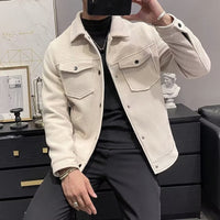 Men's Short Lapel Corduroy Double Jacket