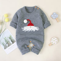 Baby Body Christmas Hat Knitted One-piece Long Sleeves Romper