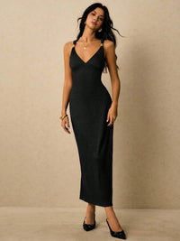 Pleated Waist-cinching Sheath Dress Slip Dress