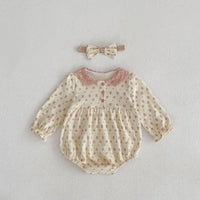 Baby And Children's Printed Romper Long-sleeved Bodysuit Triangle Climbing Suit Hair Band