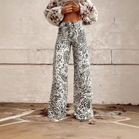 Plus-size Casual Versatile Wide-leg Pants For Women Faux Fabric