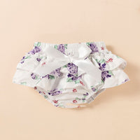 Short Sleeved Romper Floral Shorts Bow Headdress Set