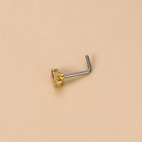 Water Drop Modeling Colorful Zircon L-bar Fashion Nose Nail