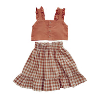 Girls' Sling Short Top And Skirt Suit