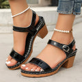 Open Toe With Buckle Chunky Heel High Heel Sandals