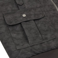 Color Contrast Patchwork Raglan Sleeve Baseball PU Leather Cotton Jacket