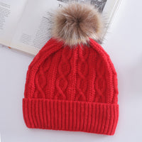 Warm Leisure Flanging Pompons Knitted Hat
