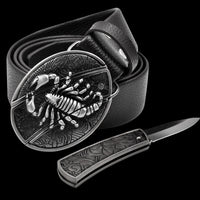 Men's Leather Smooth Buckle Belt Knife