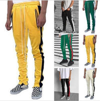 Inside Zipper Contrast Color Trousers Zipper Casual Trousers School Uniform Pants