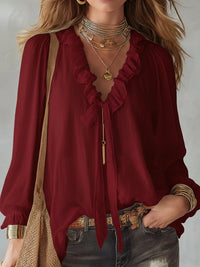 Fashionable V-neck Loose-fit Shirt Top