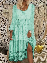 Long-sleeve Printed New Round-neck Dress For Women