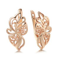 Fashion 585 Rose Gold Earrings Minimalist Design Hollow Carved Women's Earrings