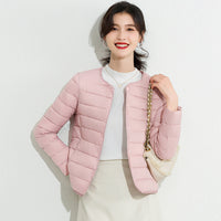 Womens Lightweight Short Crewneck Cotton Liner Jacket