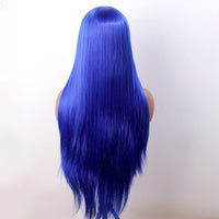 Synthetic Front Lace Headgear Blue Long Straight