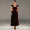 Womens Sexy Square-Neck Slim-Fit Midi Dress