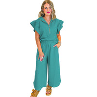Women's Fashionable Trendy Ruffle Sleeve Two-Piece Set For Women