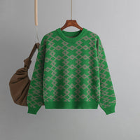 Jacquard Long-sleeved Sweater Loose Round Neck Western Style