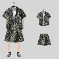 Short Sleeve Printed Shirt Summer Thin Suit