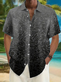 Pocket Short-sleeved Shirt Fashionable Casual Button Cardigan 3D Digital Printing Beach Vacation Men's Shirt