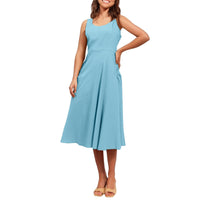 Pocketless Sleeveless Crew-Neck Elegant Womens Dress