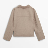 Wool Blend Turtleneck Coat Single Breasted Casual