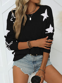 Round Neck Contrast Color XINGX Jacquard Regular Casual Woolen Pullover Top