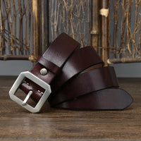 Thick Glossy Pure Cowhide Stainless Steel Belt