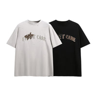 Loose Men's Clothing Small Turtleneck Crack Hand-painted Dirty Printed T-shirt