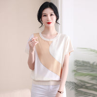 Knitted Western-style Short-sleeve T-shirt For Middle-aged And Elderly Elegant