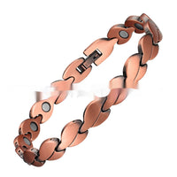 Womens Fashionable Heart-Shaped Retro Magnetic Red Copper Bracelet