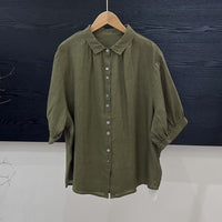 Artistic Versatile Breathable Solid Color Linen Women's Shirt