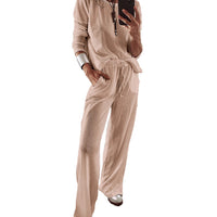 Simple Versatile Relaxed-fit Textured Casual Womens Set