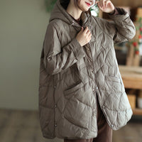 Women's Warm Single-breasted White Duck Down Jacket