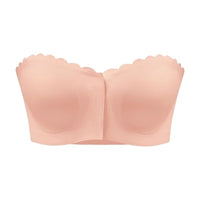 Seamless Front Button Underwear Non-slip No Heel Slippage Strapless Tube Top Women's Gathering Bra