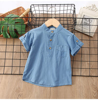 Boys' Summer Simplicity Solid Color Shirt Short Sleeve