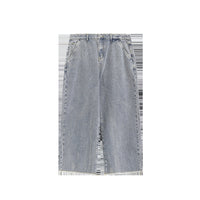 Washed Distressed Men's Clothing Vintage Raw Hem Wide Legs Jeans