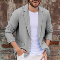 Cotton-linen Loose-fit Solid-color Lightweight Regular Casual Blazer