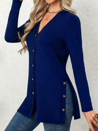 Mid-length Knitted Outer Solid Color Casual Single Row Multi-buckle Long Sleeve