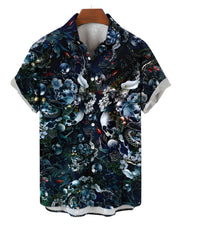Retro Skull Head 3D Digital Printing Leisure Loose Shirt