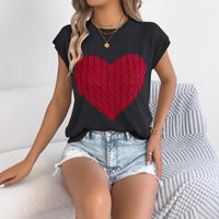 Women's Color-blocked Love Casual Loose Knit Sweater Top