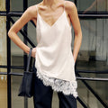 Women's V-neck Lace-Trimmed Patchwork Camisole Top