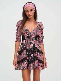 Floral Lace Patchwork Dress Women